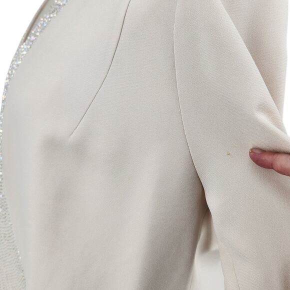 Daymor Couture Cream Beaded Evening Jacket Open Front Formal Wear Elegant Layer - Picture 8 of 9